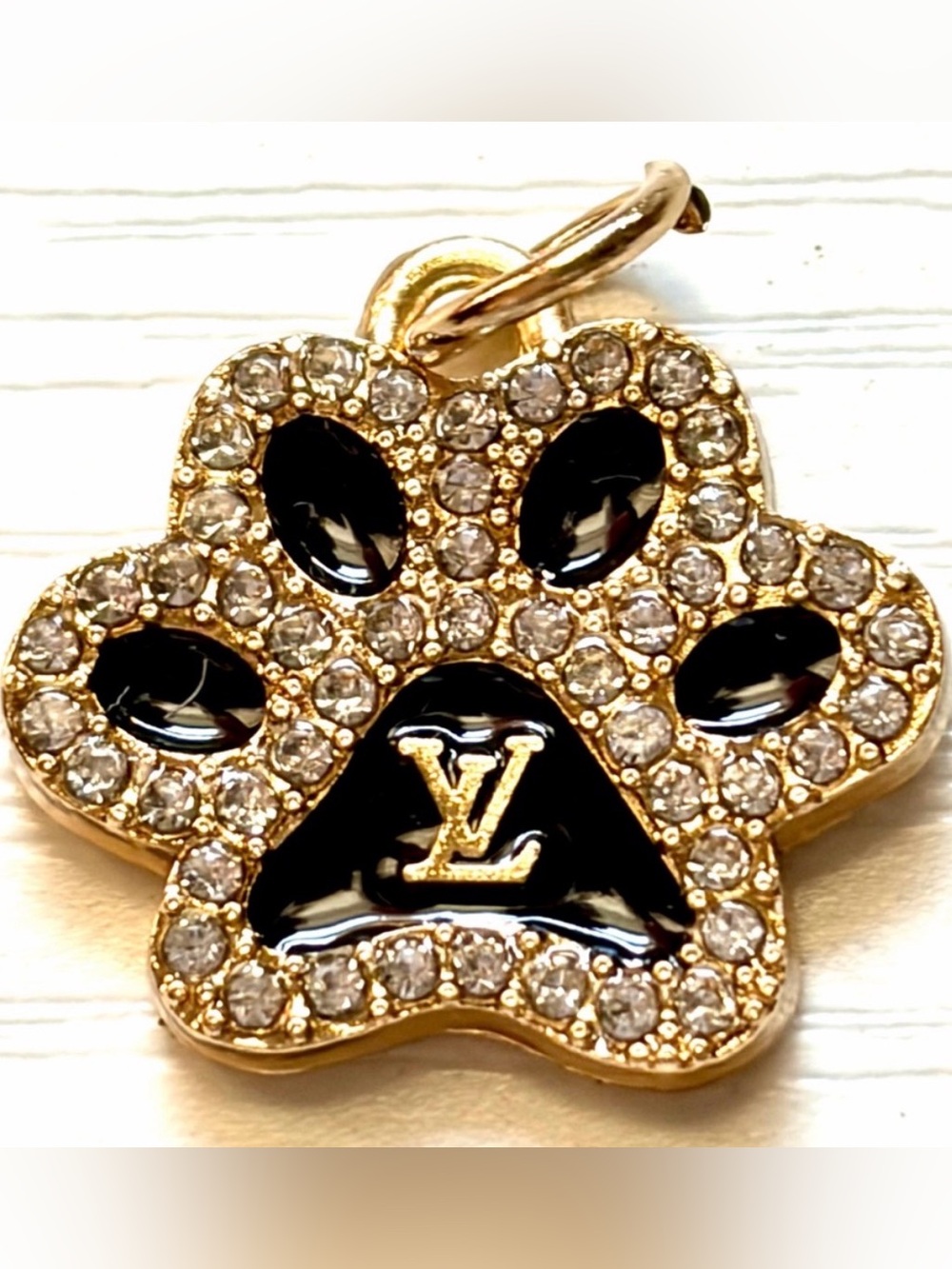 Paw Print Charm – Crystal & Black Enamel | Dog Lover Luxury Accessory